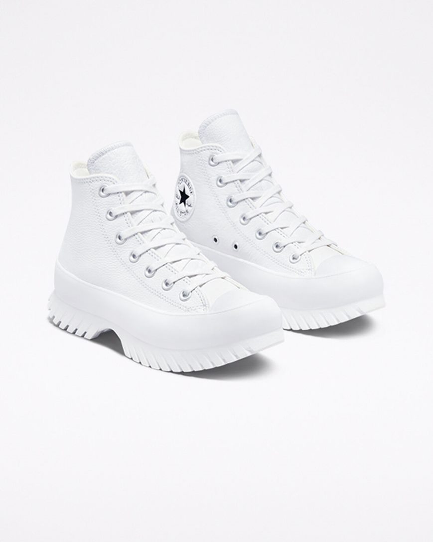 Tenisky Vysoke Converse Chuck Taylor All Star Lugged 2.0 Kozene Panske Biele Čierne | SK 11ULHQ6